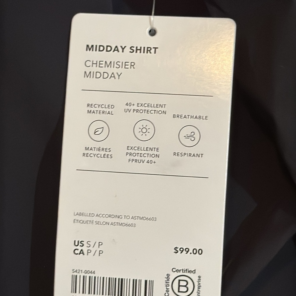 Athleta Midday Black Button Down Shirt NWT - Picture 3 of 6